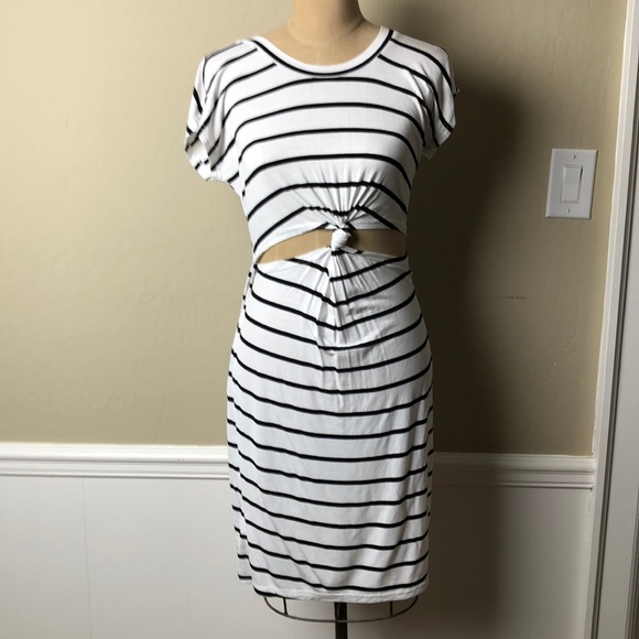 persun Dresses & Skirts - Persun striped cut out T-shirt dress